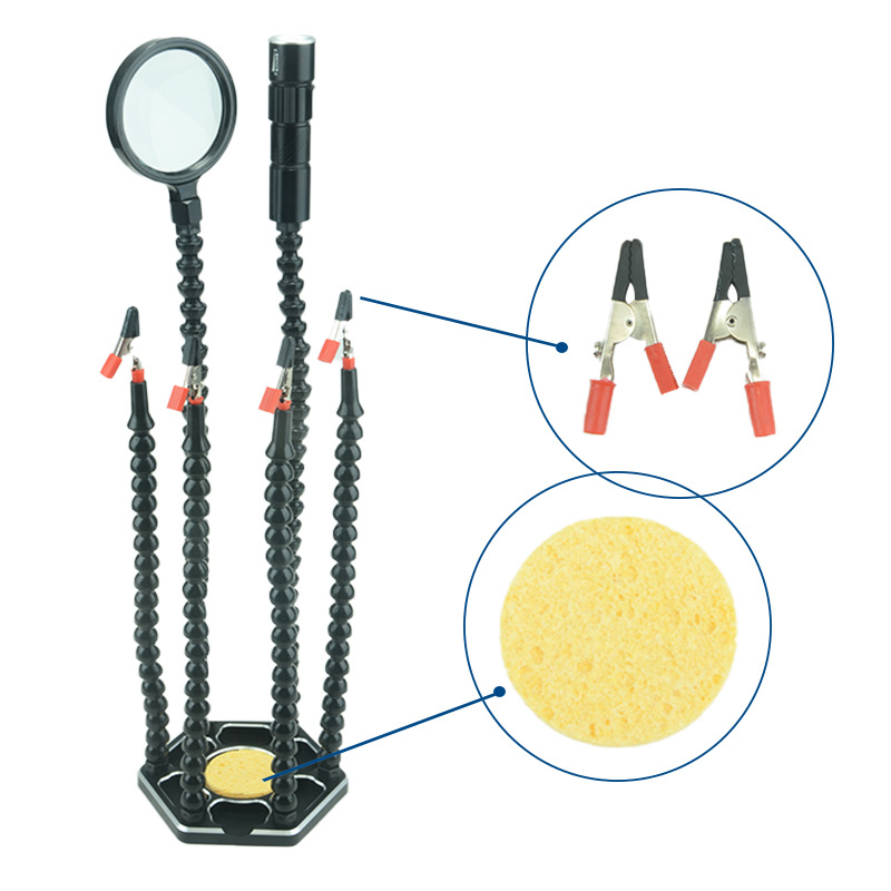 Factory Direct Multi Function Aluminum Alloy Soldering Station PCB Welding Workbench Flexible Arm - Image 3
