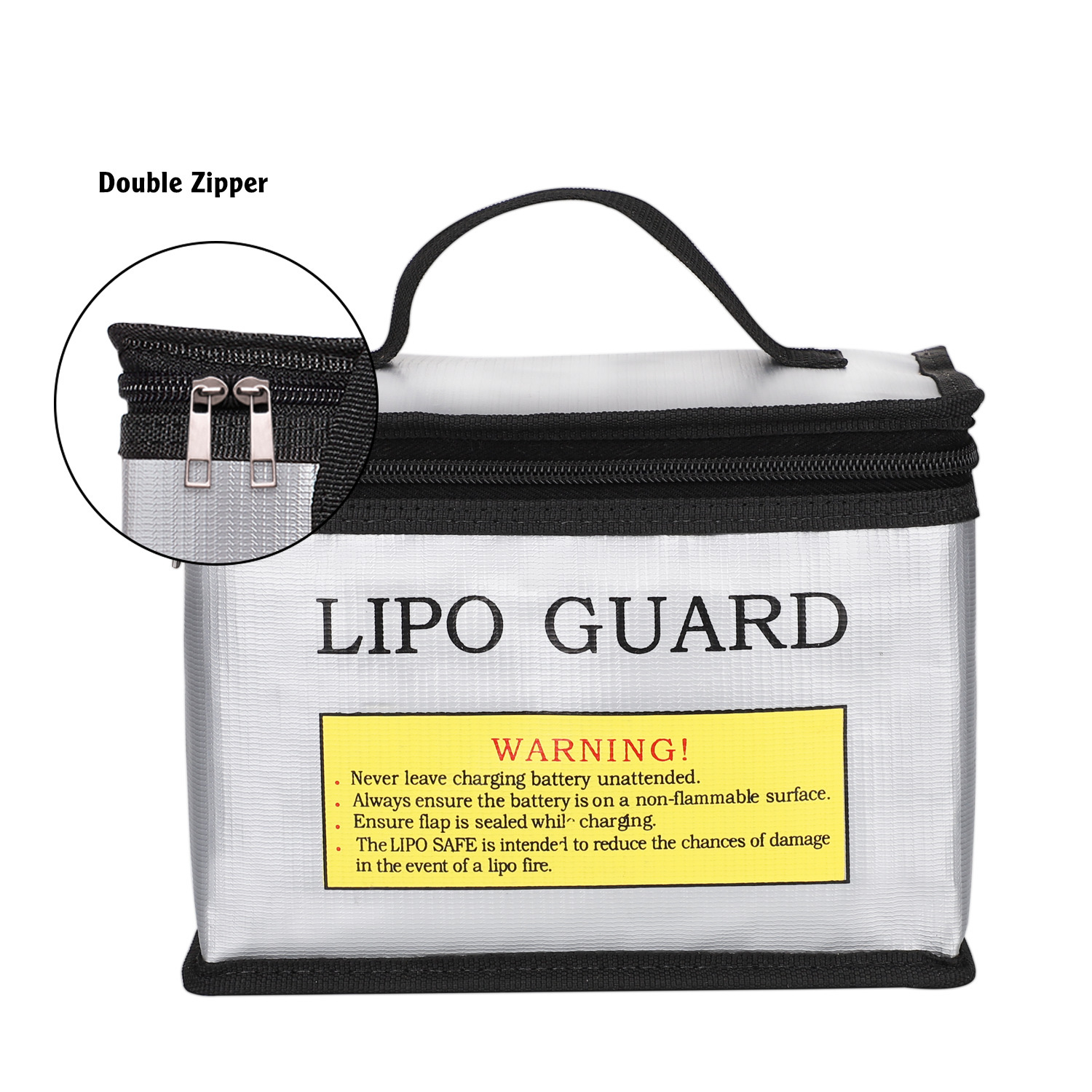 FPV Lipo Battery Explosion Proof Bag Fireproof Safety Storage Sack 215x145x165mm Silver - Image 4