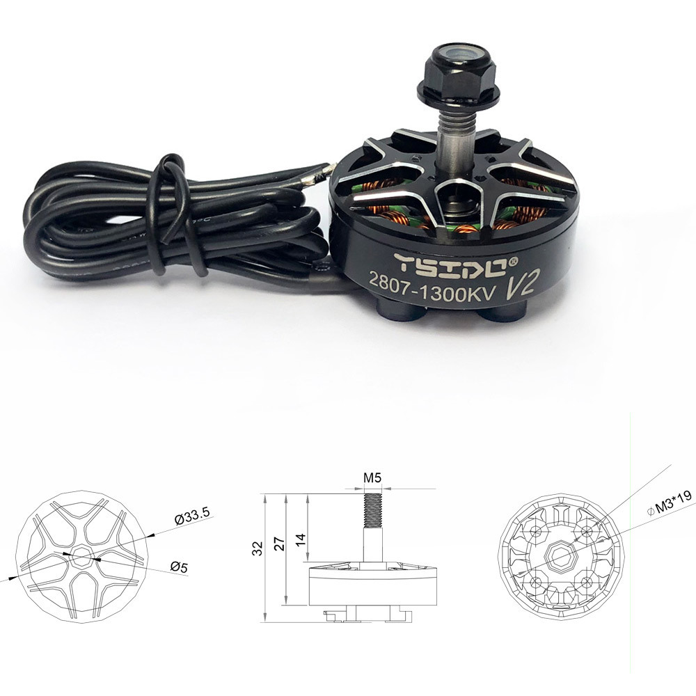 Ysido 2807 1300Kv V2 Traversing Machine Motor for 6 7 Inch Propeller FPV Quadcopter Competition - Image 4