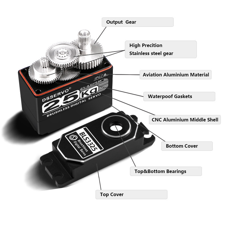 BLS3325 25KG All Metal Brushless Digital Steering Gear Servo Dasheng - Image 4