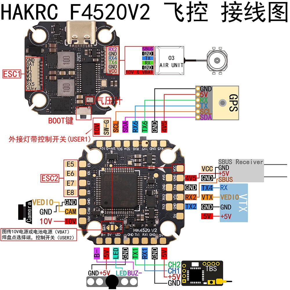HAKRC F405 V2 Mini Flight Control F4520 Dual BEC Barometer 2-6S for Racing Drones - Image 4