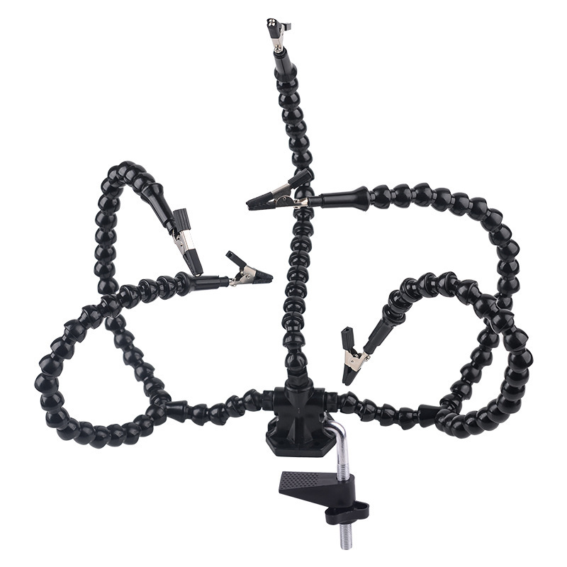 Simple Soldering Station 3 Hole 5 Arm PCB Circuit Board Auxiliary Soldering Tool 5 Claw Universal Arm LED Light Adjustable Magnifying Glass - Image 3