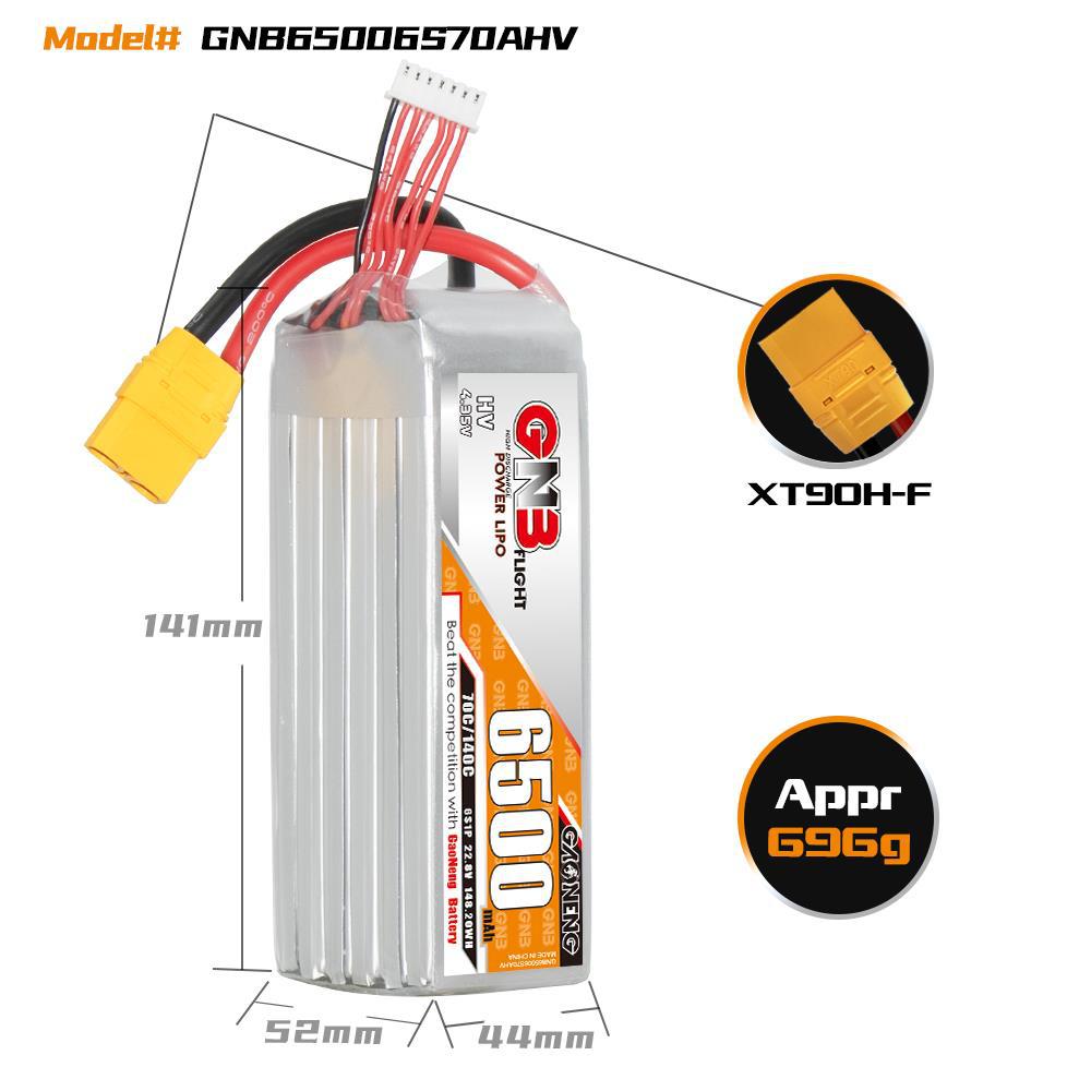 GNB High Energy 6500MAH 6S 22.8V 70C LiHV Battery for Fixed Wing Ship RC Model - Image 2