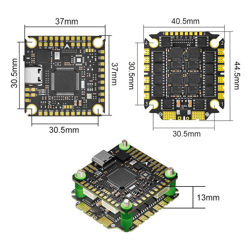 Aocoda RC F465 V3 AM32 Flight Controller 65A 32-bit ESC Stack for FPV Racing Drone - Image 4