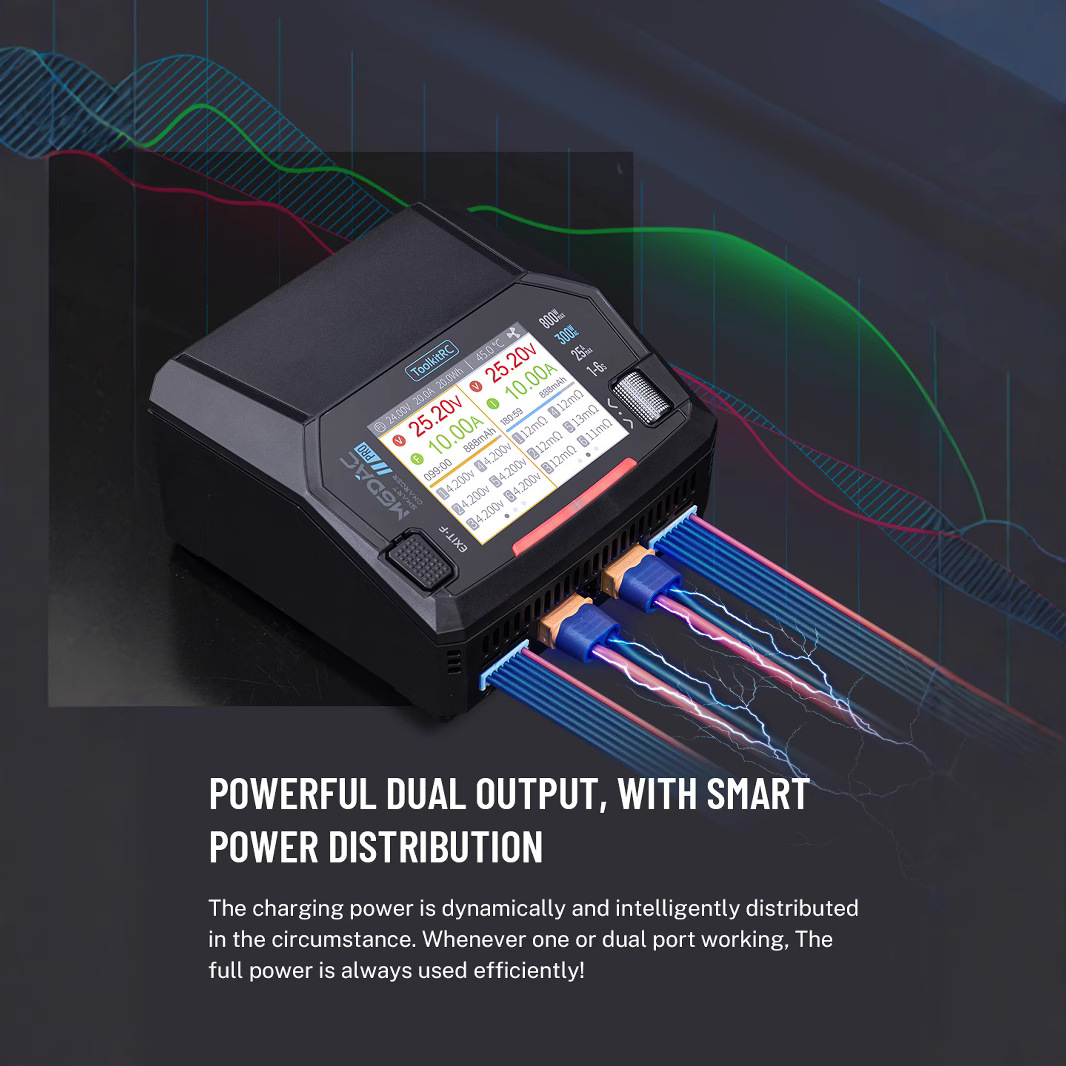 Toolkitrc M6Dacpro V2 16A Synchronous 28A Ac200 300W Dc800W Wireless Charging Dual Channel Charger - Image 4