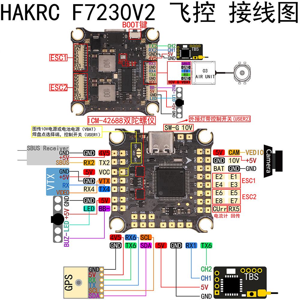 HAKRC Haike F722 V2 Flight Controller 45A 50A 60A 65A 32bit ESC Flying Tower FPV Racing Drone - Image 5