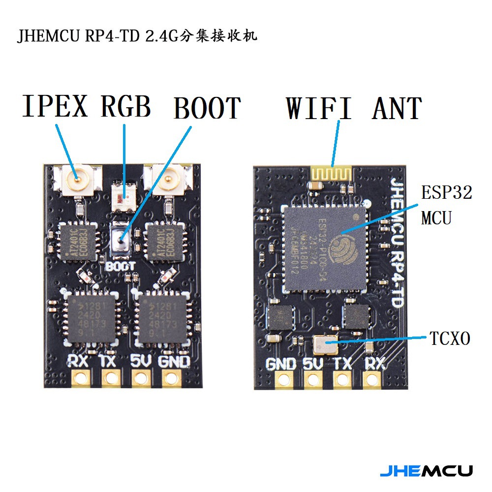 JHEMCU RP4 TD ELRS 24GHz Diversity Receiver for FPV Model Airplane Long Distance - Image 2