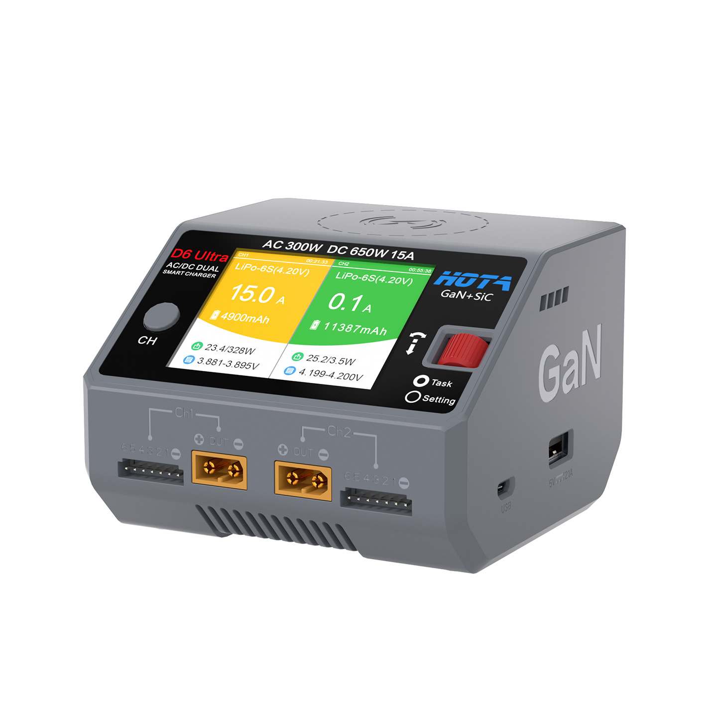 Hota D6 Ultra Gallium Nitride AC DC 300W 650W Dual Channel Smart Charger - Image 4
