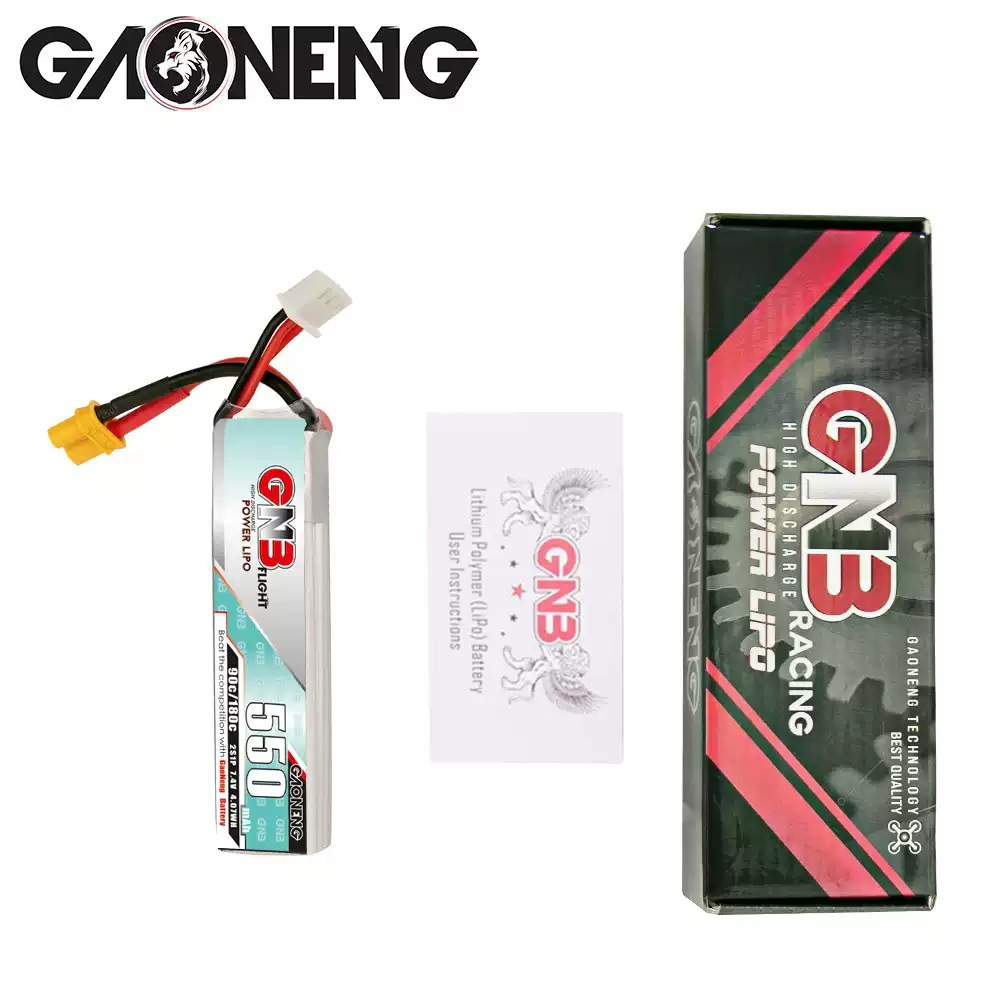Gaoneng GNB 550mAh 2S 7.4V 90C Lipo Battery for FPV Drone Model Aircraft - Image 3