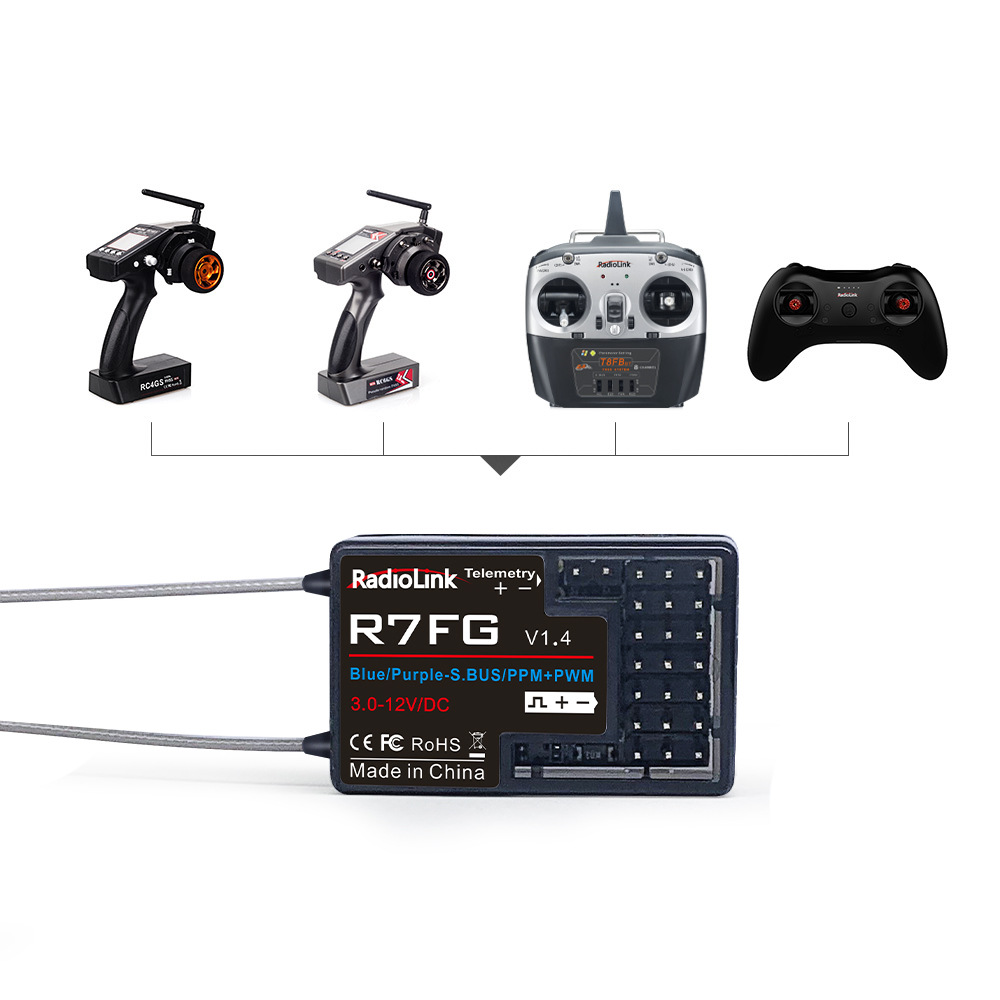 Ledi R7FG 7 Channel Gyro Receiver Anti Spark 600m Return Voltage IPX4 Splash Proof Water - Image 2