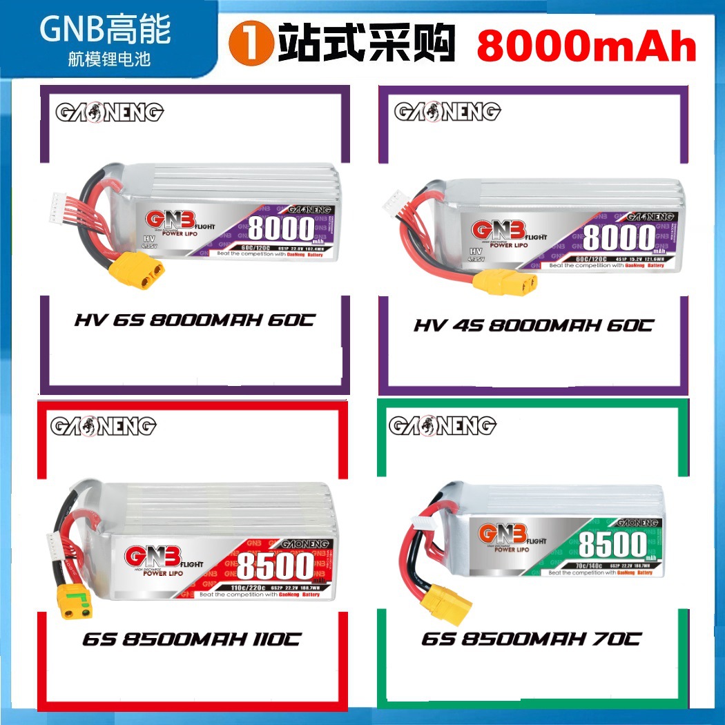 Акумулятор GNB High Energy на 8000 мА·год та 8500 мА·год – 70C/110C, висока напруга, для дронів FPV - Image 2