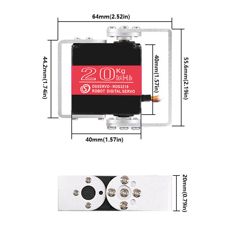 RDS3218 20KG Biaxial Steering Servo Robot Arm High Torque Metal Digital Gear - Image 5