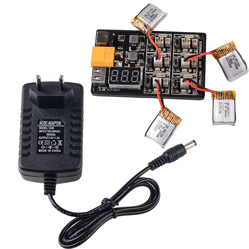 6IN1 1S LiPo LiHV XT60 12V2A Battery Charger Plate with Mimi JST Connector - Image 4