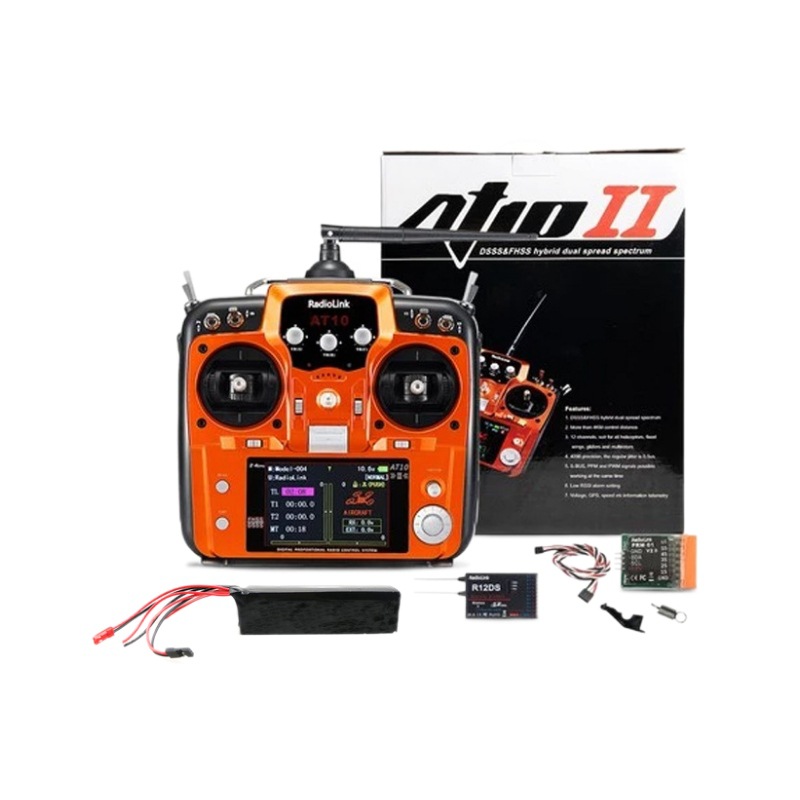 Ledi At10II 2.4G Model Aircraft Remote Control for Multi-Axis Fixed-Wing Traversing Flight AT10II right hand Orange - Image 5