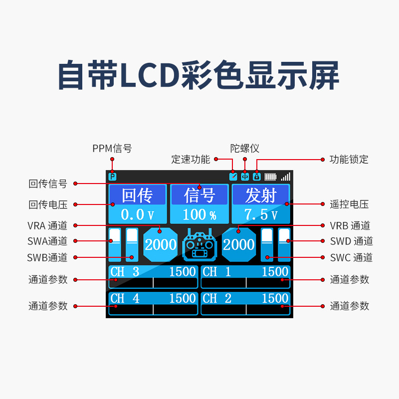 Hotrc HT 10A 2.4G 10 Channel Wireless Remote Control Transmitter with Receiver for RC Aircraft Car Robot - Image 3