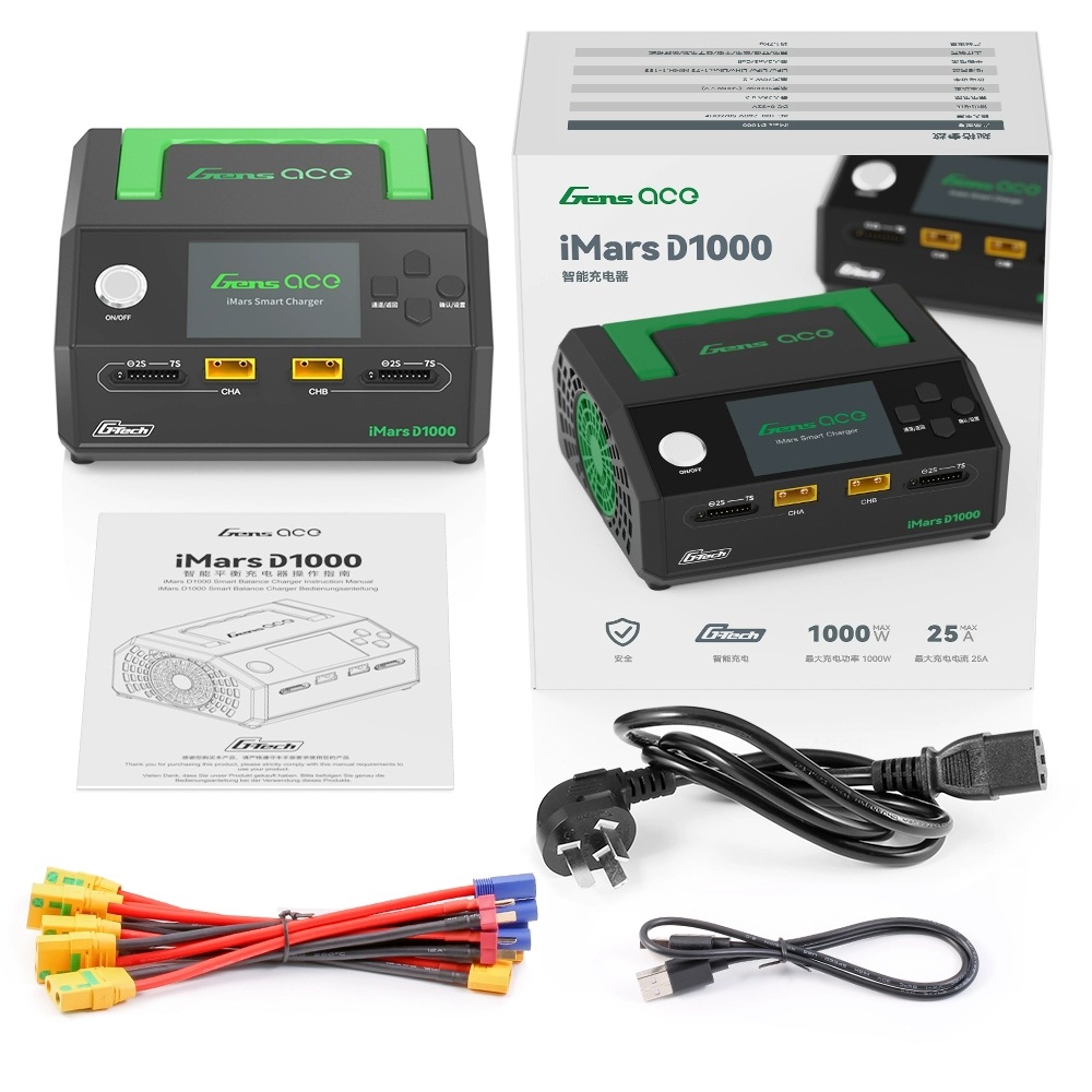 Grignard D1000 25A 500W AC100-240V 2-7S Dual Channel Plant Protection Battery Smart Charger - Image 5