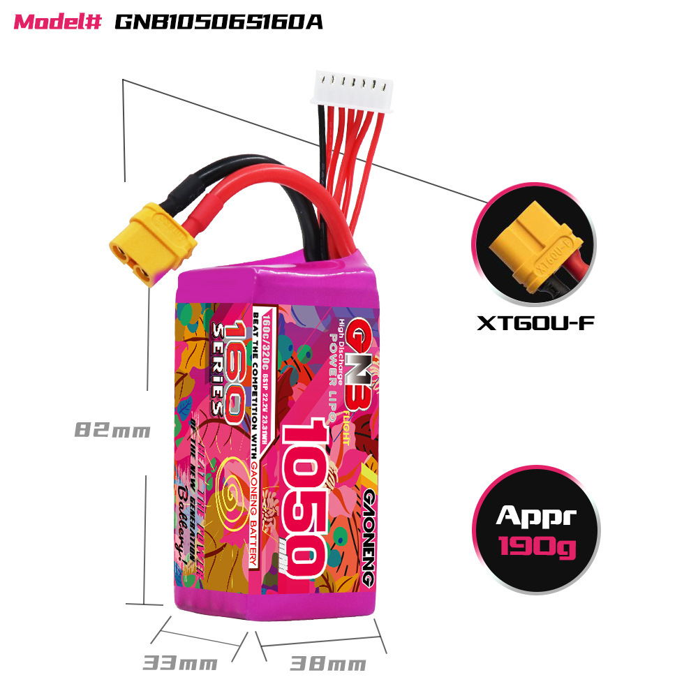 GNB High Energy 1050 mAh 6S 22,2 V 160 °C LiPo-Akku für FPV-Renndrohnen - Image 2