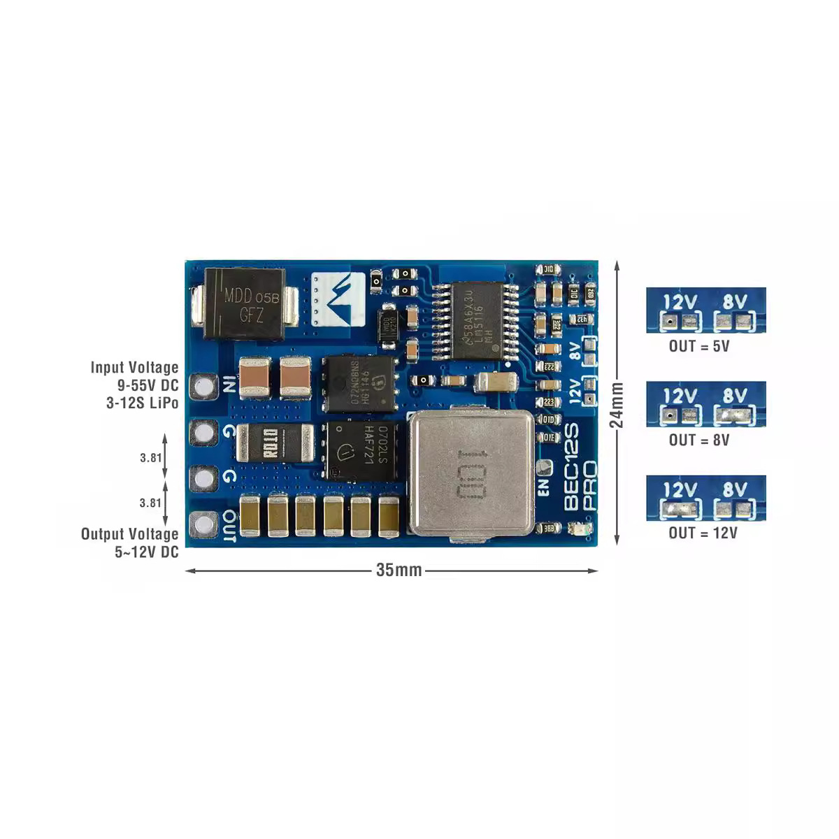 Matek BEC 12S Pro Step Down Module with TVS Protection Input 9V to 55V - Image 2