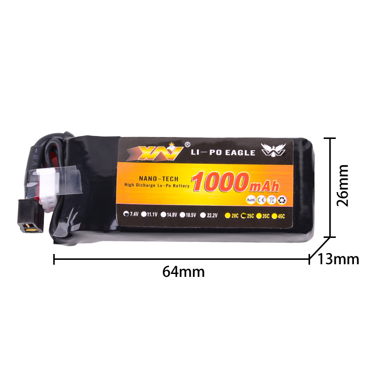 74V 1000mAh 2S LiPo Battery for Flying God 1/18 2WD Rear Drive 721137 Flat Road Car Eagle King Mini Black T Head - Image 4