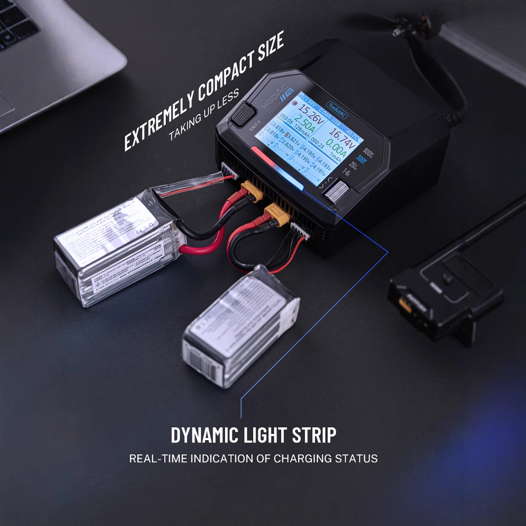Toolkitrc M6Dacpro V2 16A Synchronous 28A Ac200 300W Dc800W Wireless Charging Dual Channel Charger - Image 3