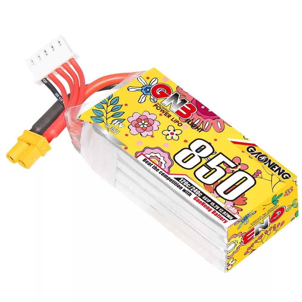 GNB High Energy 850mAh 4S 152V 120C HV Lipo Battery for FPV Drones - Image 4
