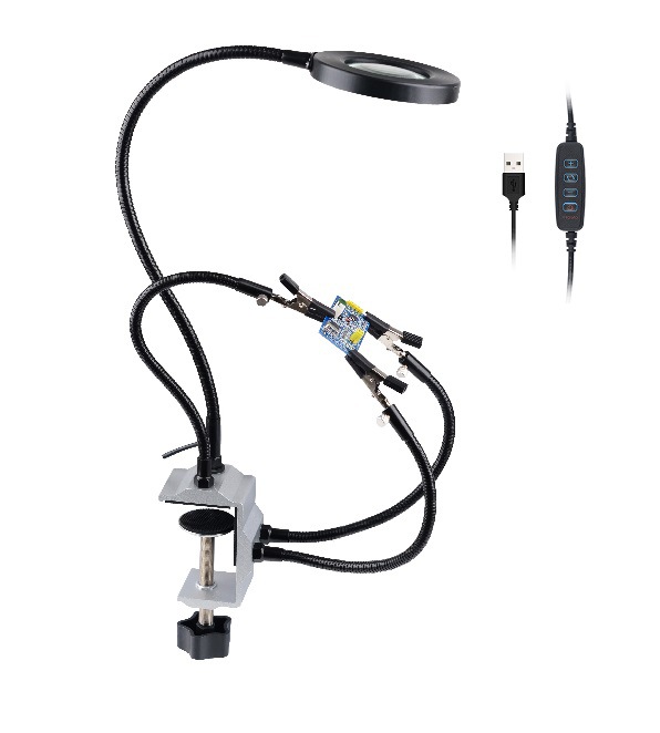Four Claw LED Magnifying Glass Aluminum Alloy Clamp Table Soldering Station Metal Arm Universal Clamp Welding PCB Circuit Board - Image 4