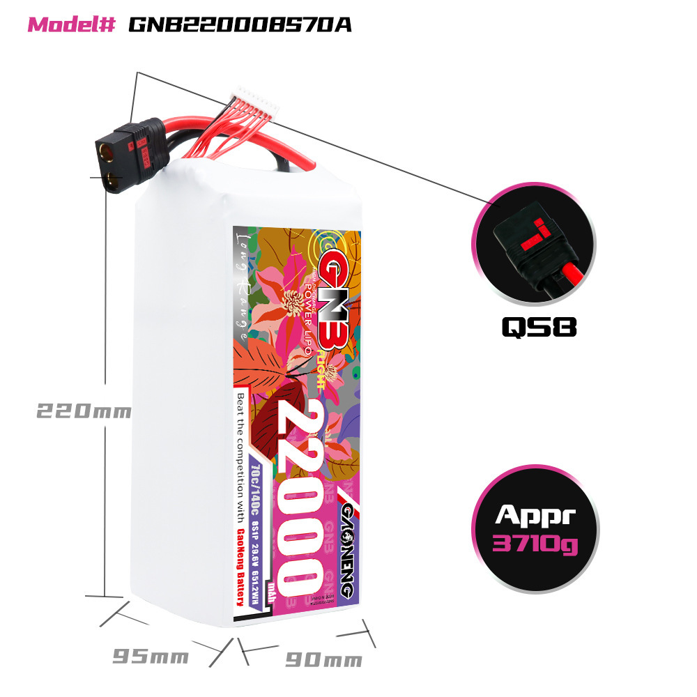 GNB High Energy 22000mAh 8S 296V 70C LiPo Battery for RC Plant Protection UAV Helicopter - Image 2