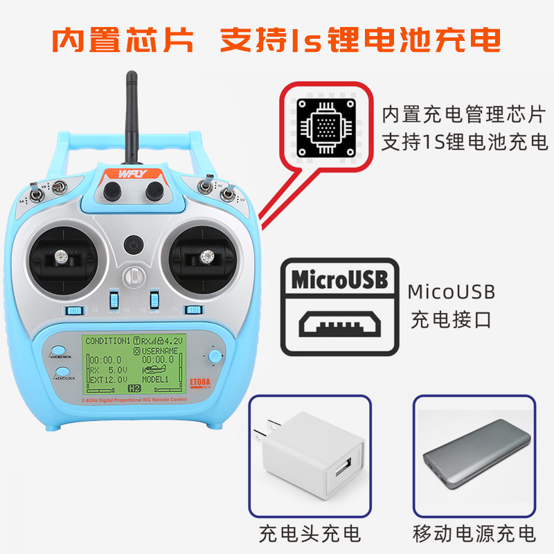 Tiandifei ET08A 8 Channel Two Way Remote Control with RF206S RC Transmitter for FPV Simulators Model Aircraft - Image 2