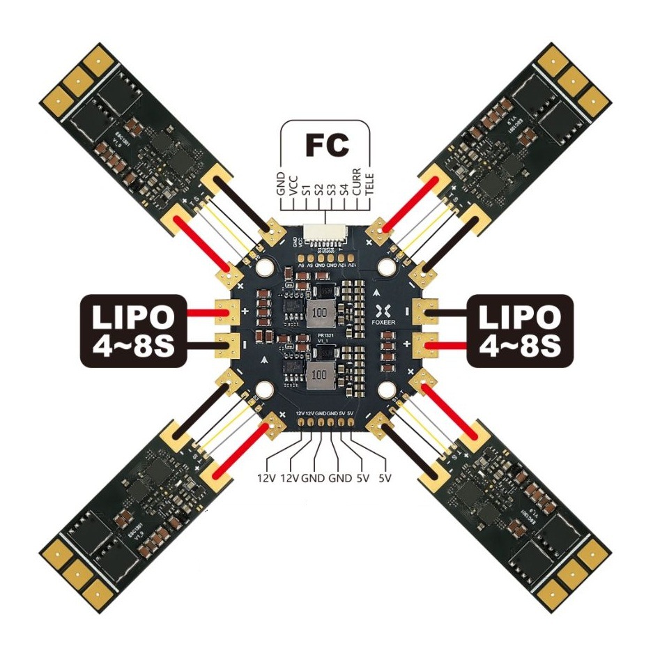 Foxeer PDB400 8S 400A Power Distribution Board for FPV Drones Mounting 30.5mm - Image 4
