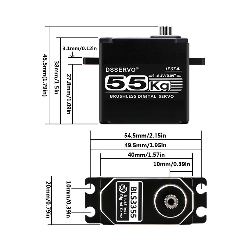 BLS3355 55kg All Metal Brushless Digital Servo for RC Models - Image 3