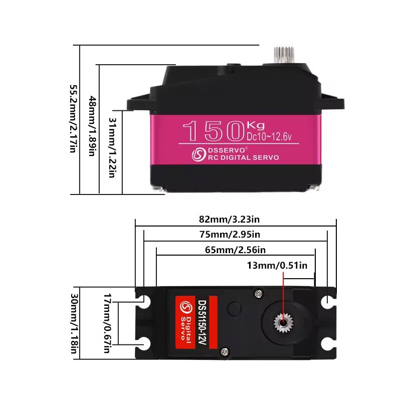 DS51 150KG High Pressure Waterproof Steering Gear for RC Car Robot 180 270 Degrees - Image 3