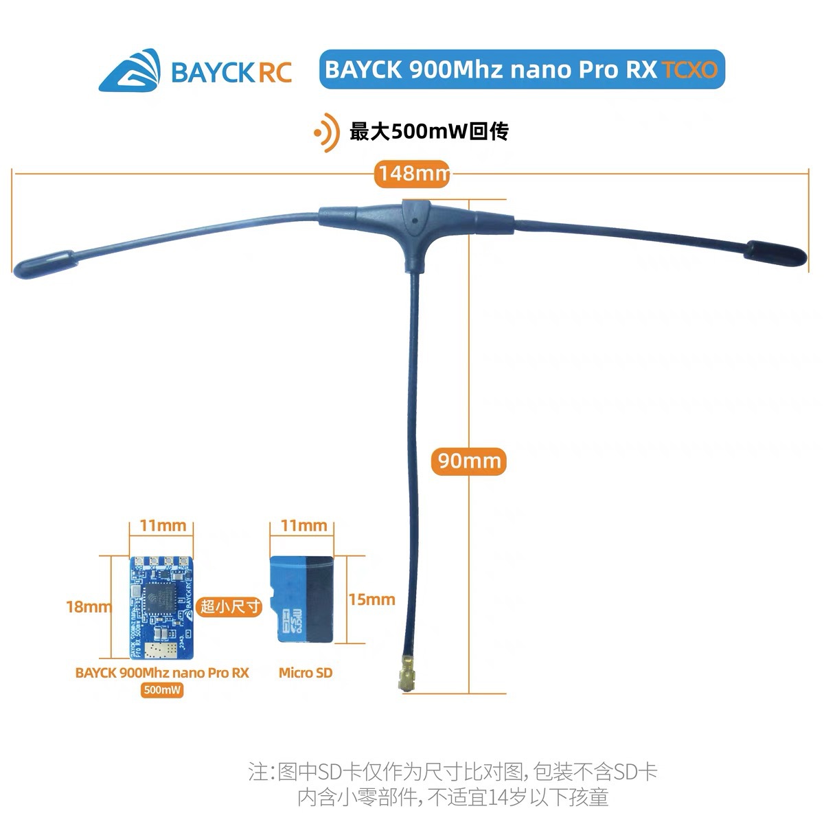 BAYCK ELRS Nano Pro 915M Receiver 500mW Telemetry for Fixed Wing FPV - Image 5