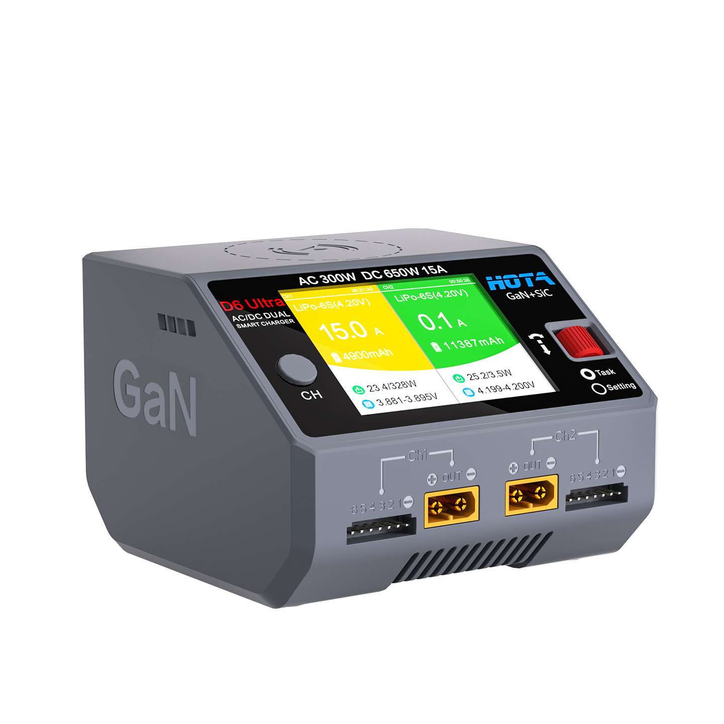 Hota D6 Ultra Gallium Nitride AC DC 300W 650W Dual Channel Smart Charger - Image 5