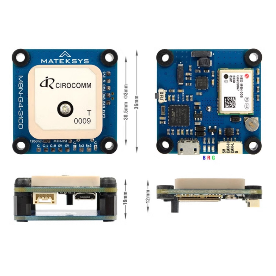 Matek M9N G4 3100 High Performance GPS Module Multifunction Interface for FPV Drones - Image 4