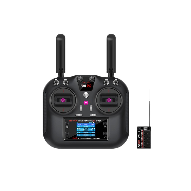 Hotrc Hua Hang Ht-10A Remote Control for RC Aircraft Drones Multi-Rotor Smart Cars and Robot Remote Control with F-10A Receiver - Image 5