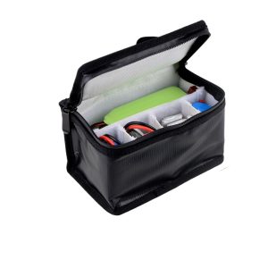 FPV Lipo Battery Safety Explosion Proof Bag 155x90x115mm Fireproof Flame Retardant Portable Storage Detachable Black