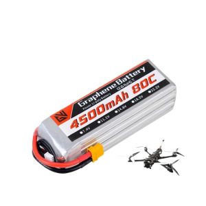 Gwrc 22 2V 4500Mah 80C High Rate Lithium Battery 6S for 7inch Drone Flying Machine Large Capacity