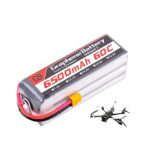 GWRC Model FPV LiPo Battery 6500mah 6S 22.2V 60C with EC5 Connector for Racing Drones