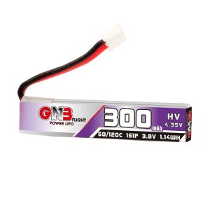 GNB High Energy 300mAh 1S 3 8V 60C Coreless Mini FPV Lipo Battery LiHV