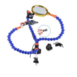 Universal Arm Multipurpose 3 Claw Soldering Station with Magnifying Glass Fan for FPV Aircraft Model Accessory DIY Welding