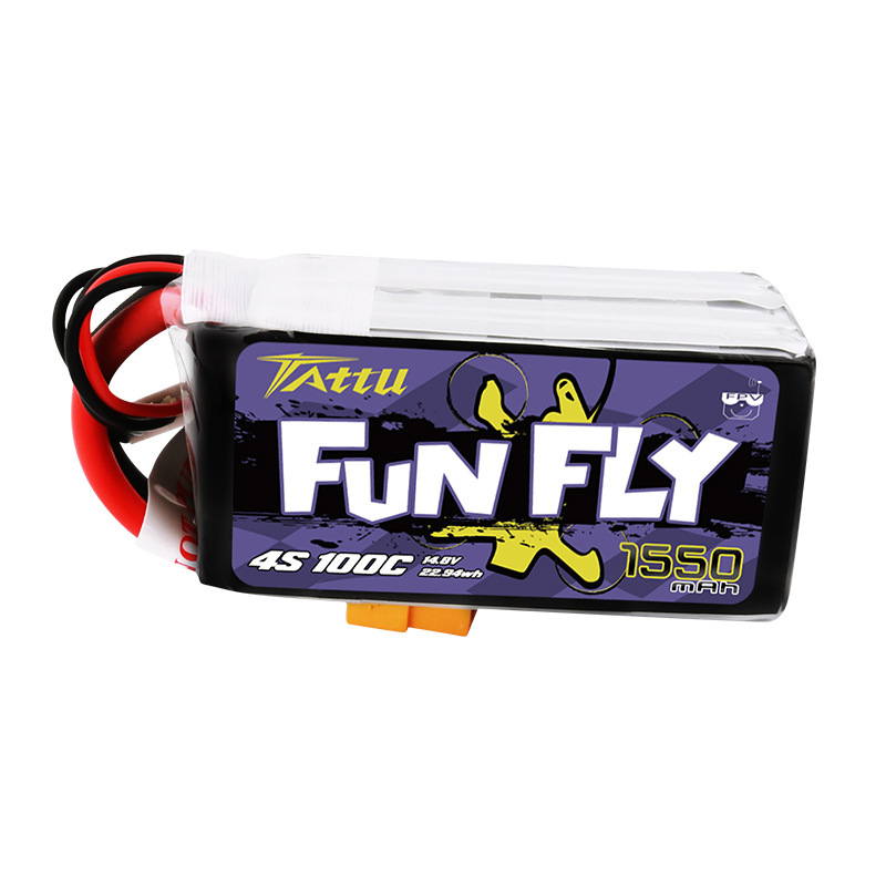 بطارية ليثيوم بوليمر من سلسلة Grignard Funfly سعة 1550 مللي أمبير/ساعة، 100 سي، 4 خلايا، بمقبس XT60 - Image 4