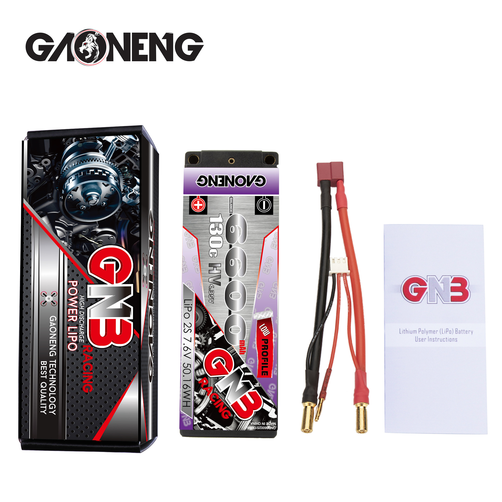 GNB High Energy 6600 mAh 2S 7,6 V 130°C LiPoHV-Akku für 1/10 RC-Rennwagen - Image 4