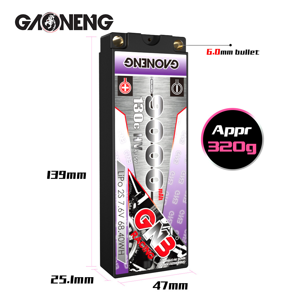 GNB 9000mAh 2S 7,6V 130°C HV-LiPo-Akku mit Kupferrohr und robustem Gehäuse für RC-Autos - Image 2