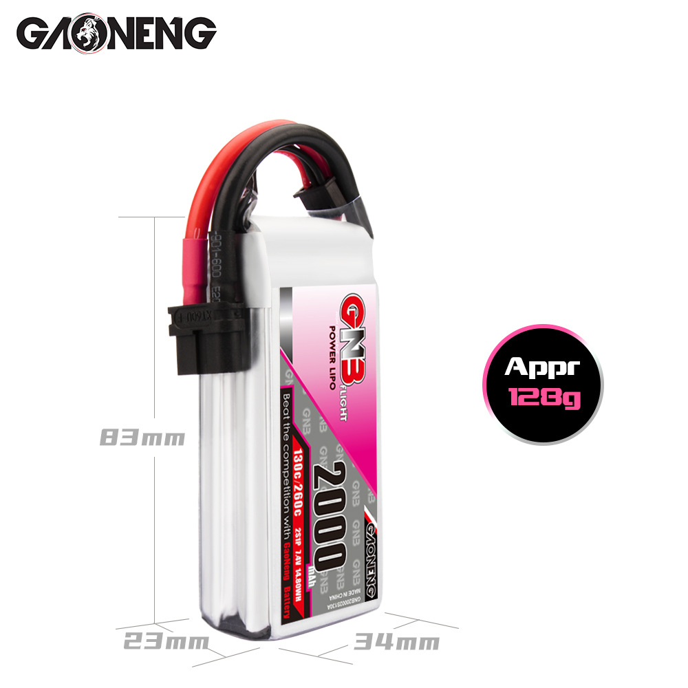 GNB High Energy 2000mAh 2S 7,4V 130C LiPo-Akku für RC-Autos und FPV-Drohnen - Image 2
