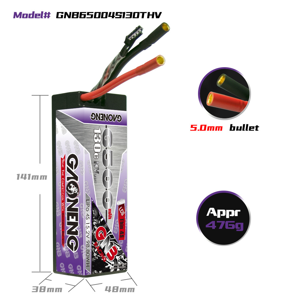 GNB High Energy 6500 mAh 4S 15,2 V 130 °C LCG Hochspannungs-Lithium-Akku für 1/8 RC-Autos - Image 2