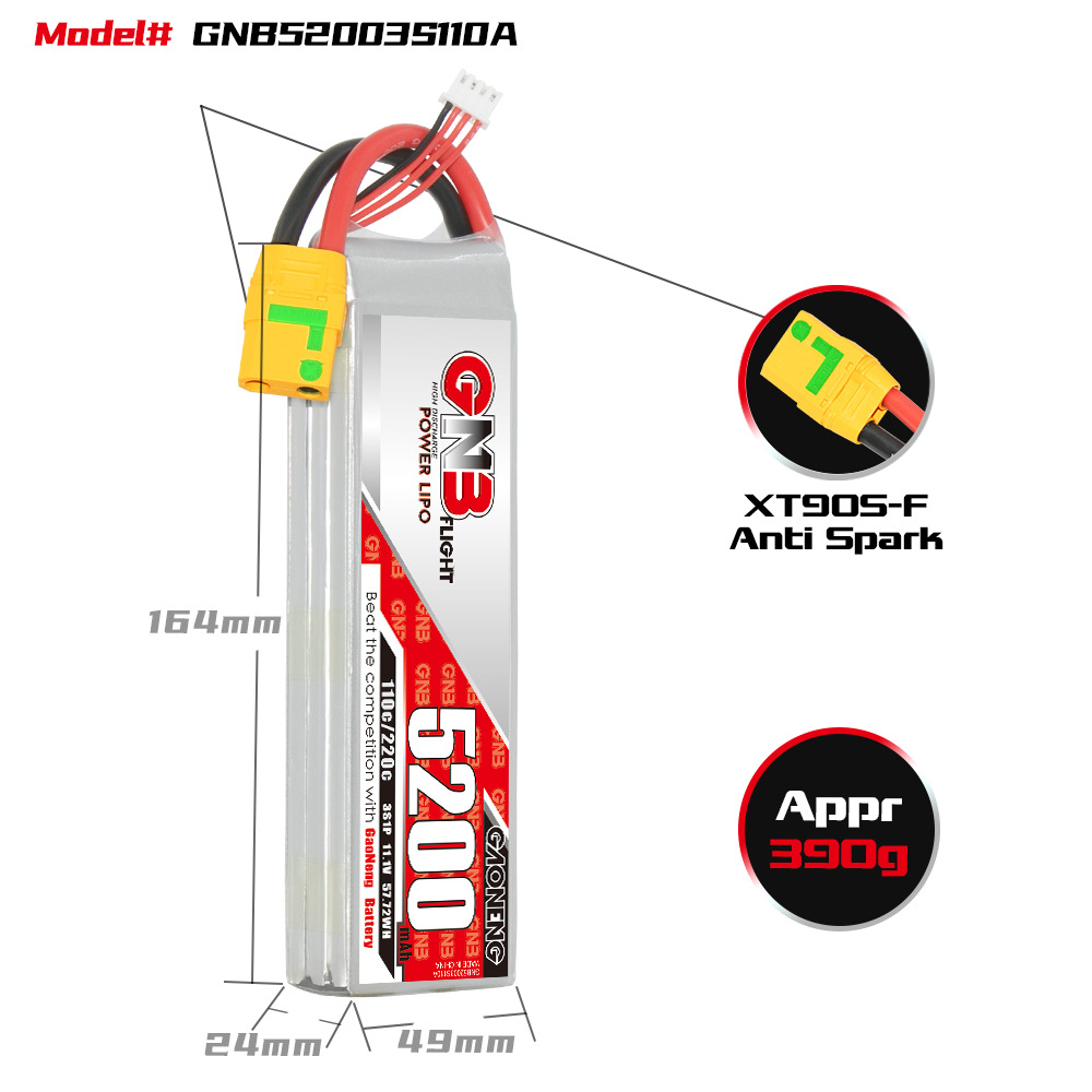 GNB High Energy 5200mAh 3S 11.1V 110C LiPo-Akku für RC-Autos, Schiffe, Panzer und Hubschrauber - Image 2