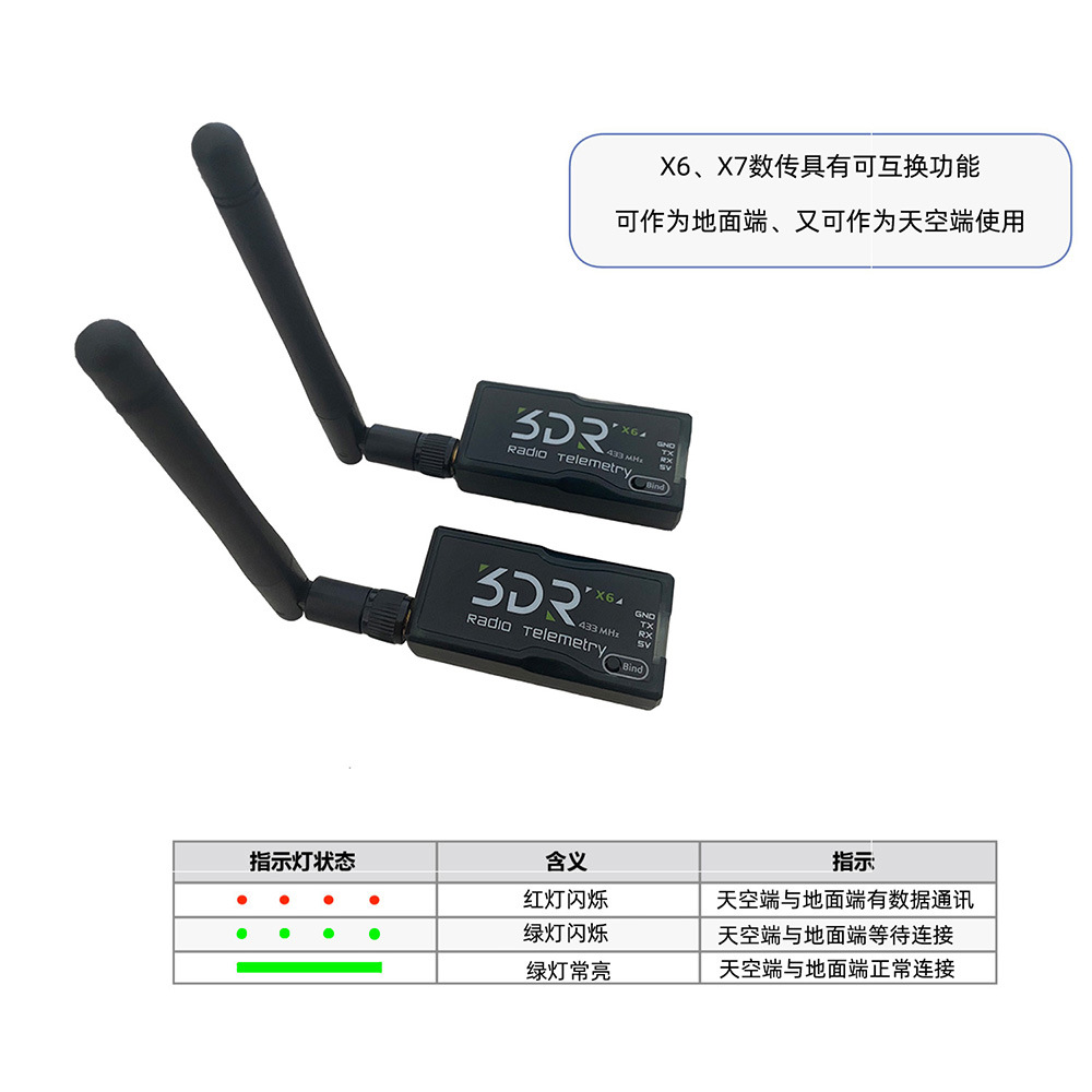 3DR Radio Digital Transmission X6X7 Open Source Radio Module 433 915Mhz 1000mW for APM Pixhawk Flight Controller - Image 3