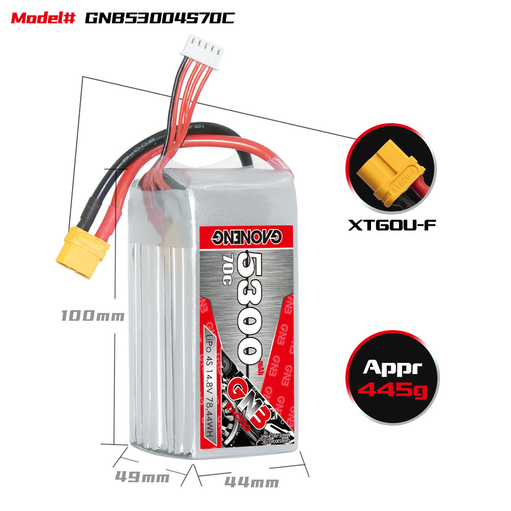 GNB 5300mAh 4S 14,8 V 70C Hochleistungs-Lipo-Akku für RC-Autos, Boote, Flugzeuge und Roboter-Modelle - Image 2