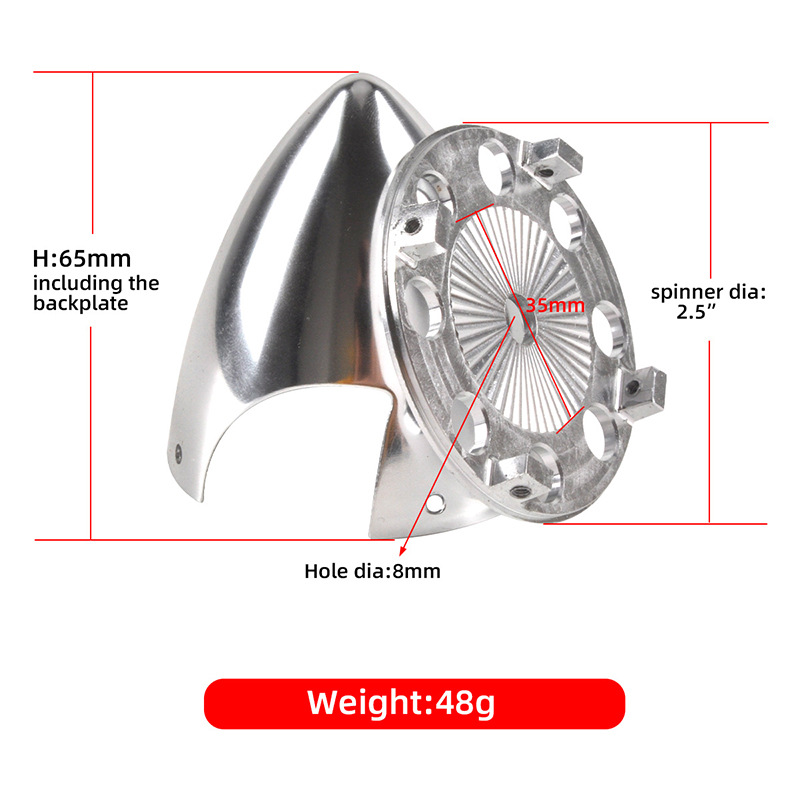 Fulai Te Aluminum Alloy 2.5inch Fairing with Side Screws for Two Blade Forward Propeller Motor Engine - Image 4