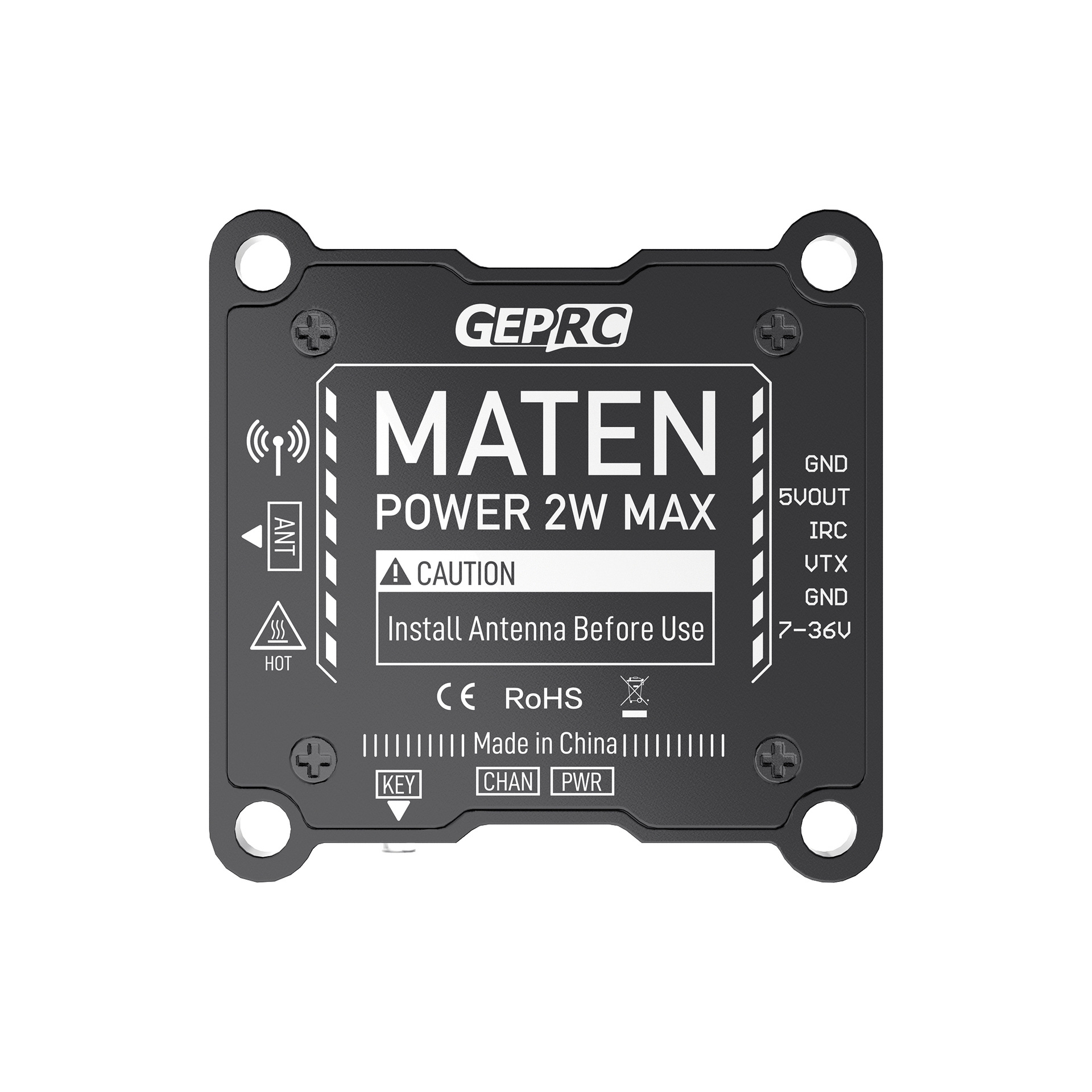 GEPRC MATEN 1 point 2G 2W VTX FPV Video Transmitter Stable Heat Dissipation OSD Control - Image 2